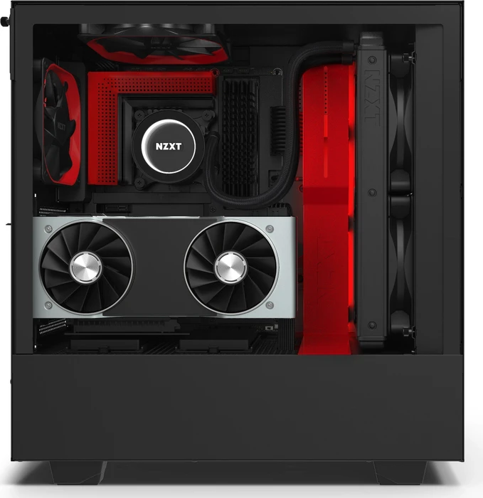 NZXT H510i, schwarz/rot, Glasfenster