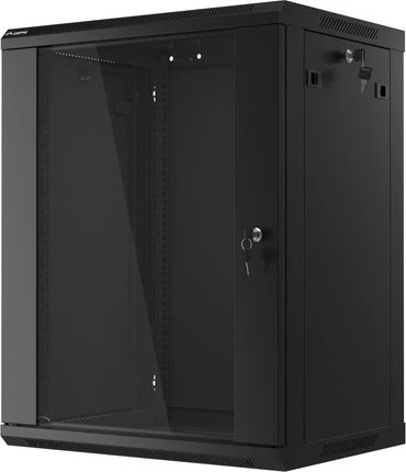 Lanberg 19" Wandschrank 15HE, hängend, Flat Pack, Glastür, IP20, RAL 9004, 450mm tief