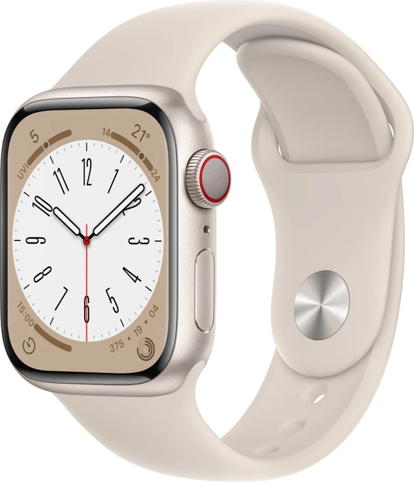 Apple Watch Series 8 (GPS + Cellular) 41mm Aluminium Polarstern mit Sportarmband Polarstern