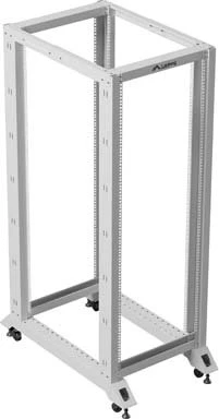 Lanberg Open Rack Series 19" Open Frame Rack 32HE, 4-Pfosten, mit Rollen, Flat Pack, tiefenverstellbar, 430-590mm, RAL 7035, 800mm tief