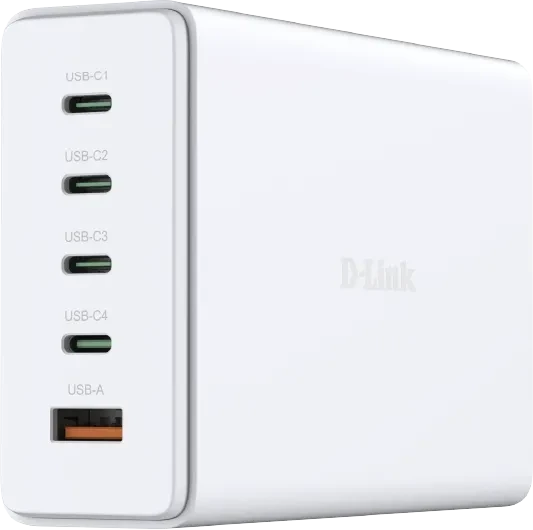 D-Link GaN Ladegerät, 4x USB-C, 1x USB-A, 4x USB-C + 1x USB-A, 240W, weiß