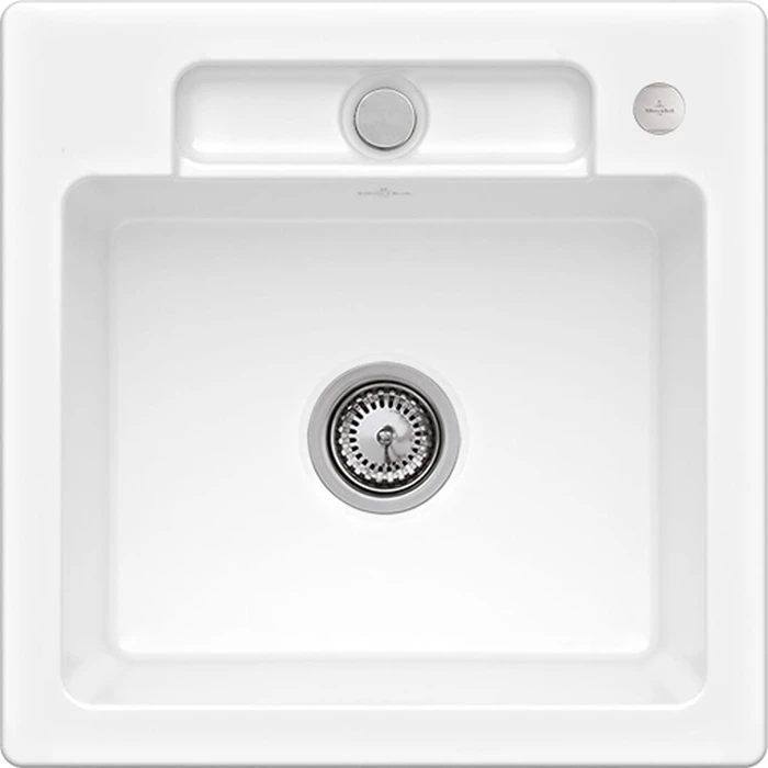 Villeroy & Boch Siluet 50 S Einbau Becken mittig mit Ablauffernbedienung snow white