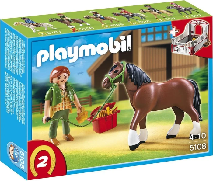 playmobil Country Shire Horse mit rot-grauer Pferdebox