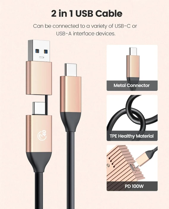 Orico 40Gbps USB4 NVMe Enclosure, Rose Gold, USB4