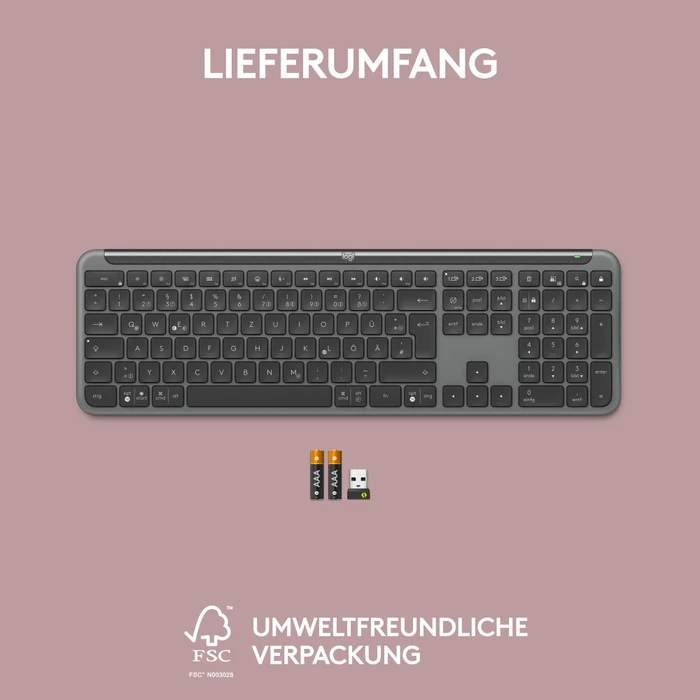 Logitech K950 Signature Slim, Graphite, Logi Bolt, USB/Bluetooth, DE