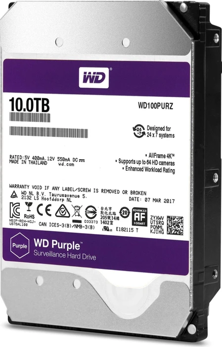 Western Digital WD Purple 10TB, 24/7, 512e / 3.5" / SATA 6Gb/s