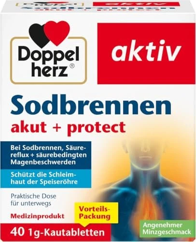 Doppelherz aktiv Sodbrennen akut + protect Kautabletten, 40 Stück