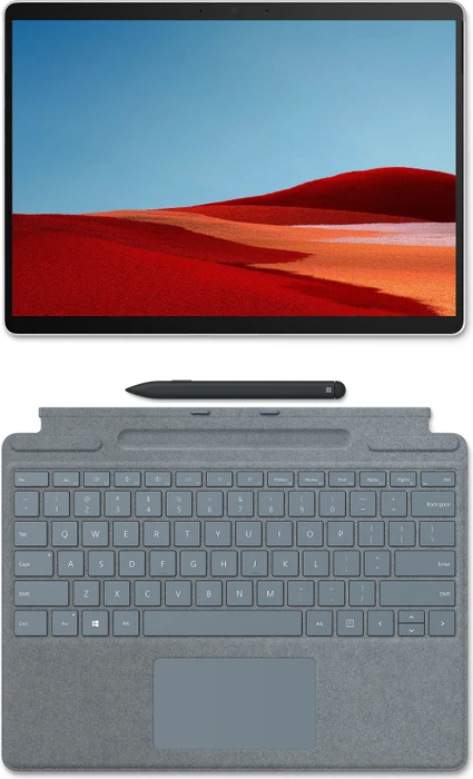 Microsoft Surface Pro X, Platin, SQ2, 16GB RAM, 512GB, LTE, Surface Pro X Signature Keyboard Eisblau, Surface Slim Pen Bundle