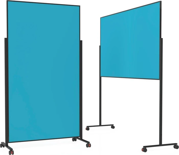 Magnetoplan Moderationstafel VarioPin, mobile Pinnwand mit türkisen Filz, schwarz/türkis, 100x180cm (1181204)