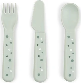 Done by Deer Foodie Kinderbesteck-Set happy dots grün, 3-tlg.