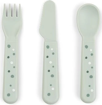 Done by Deer Foodie Kinderbesteck-Set happy dots grün, 3-tlg.