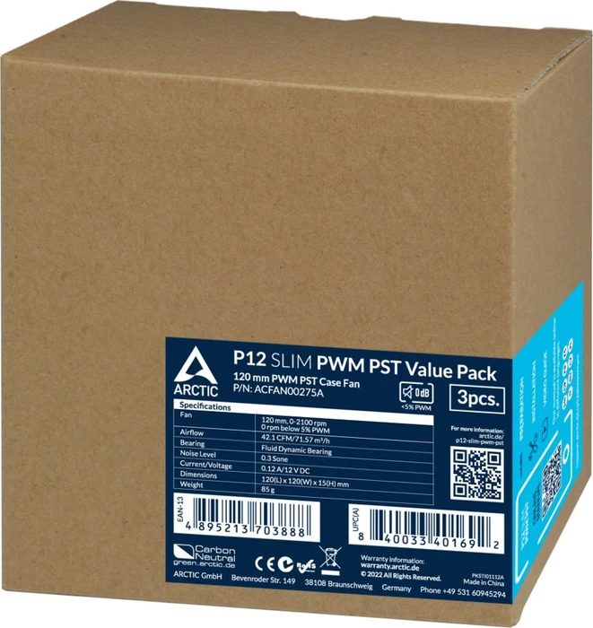 ARCTIC P12 Slim PWM PST, 120mm, 3er-Pack