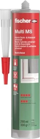 fischer Multi MS Bauklebstoff 1-Komponenten Montagekleber grau, 290ml