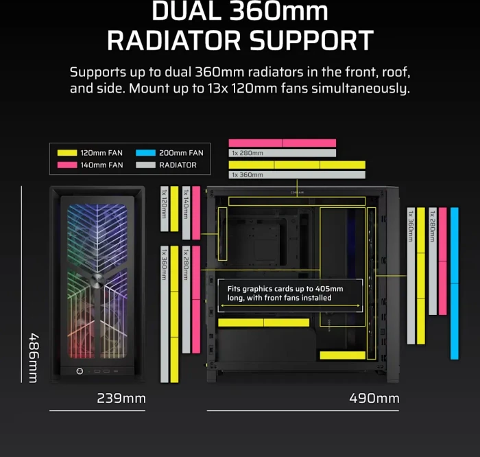 Corsair Frame 4000X RS ARGB, schwarz, Glasfenster