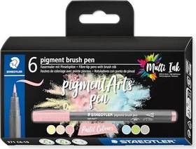 Staedtler pigment brush pen 371 pastel colours sortiert, 6er-Set