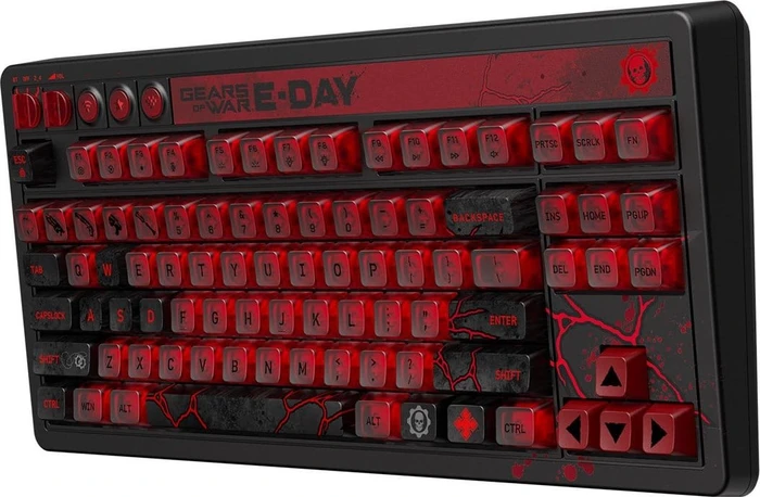 8BitDo Retro 87 Mechanical Keyboard - Gears of War E-Day Edition, Clear Blue, Cloud Gray Linear, USB/Bluetooth, US