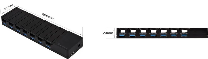SilverStone UC03-PRO USB-Hub, 7x USB-A 3.0, USB 3.0 Micro-B [Buchse]