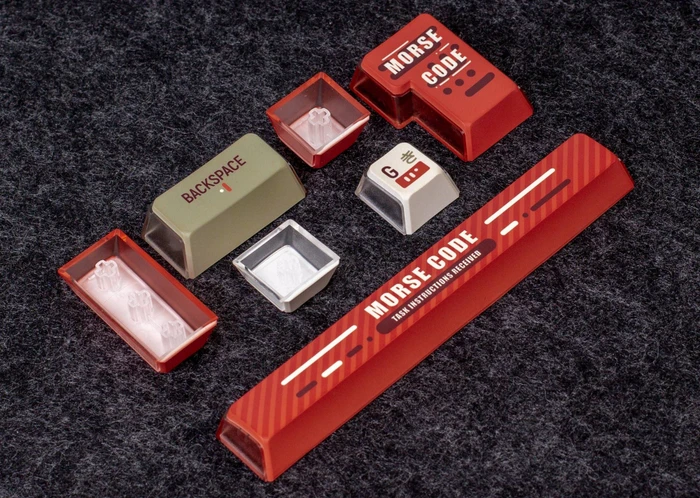 Keychron OEM Dye-Sub Full Set Keycap-Set Morse Code, Kunststoff (PBT), Morse Code, weiß/grün/rot, 137 Tasten, ANSI-US