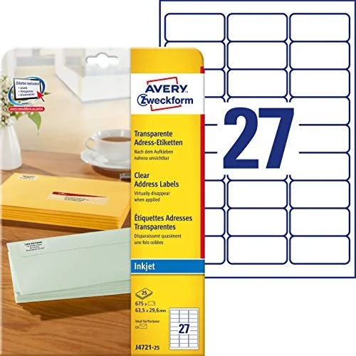 Avery-Zweckform Adressetiketten Sonderformat, 63.5x29.6mm, weiß, 25 Blatt (675 Etiketten)