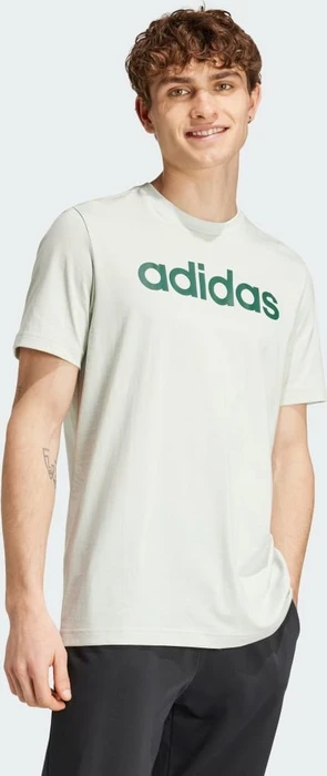 adidas Essentials Single Jersey Linear Embroidered Logo T-Shirt kurzarm linen green (Herren)