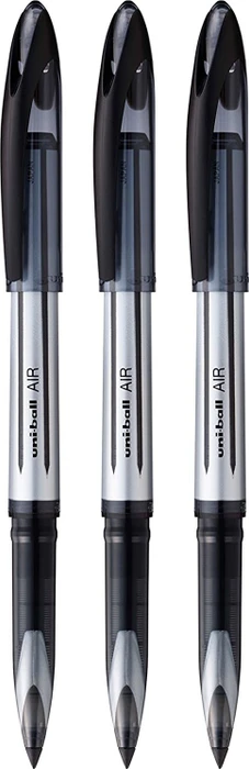 Uni-Ball AIR Medium UBA-188-L Tintenroller (Mine) schwarz/silber, 3er-Pack, Blister
