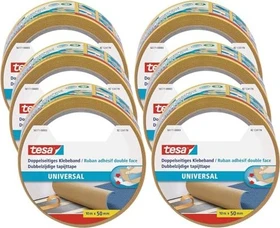 tesa tesafilm doppelseitiges Klebeband universal braun, 50mm/10m, 6 Stück