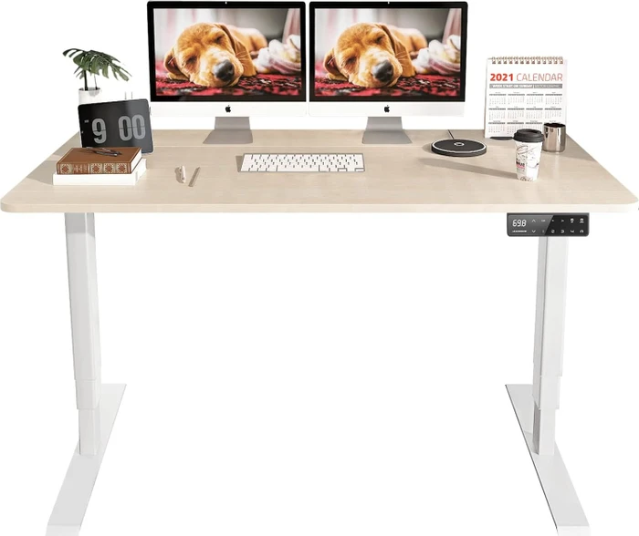 Maidesite S2 Pro Plus elektrisch höhenverstellbarer Sitz-Steh-Schreibtisch 120x60cm Eiche/weiß
