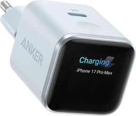 Anker Nano Ladegerät (45W, Smart Display) blau