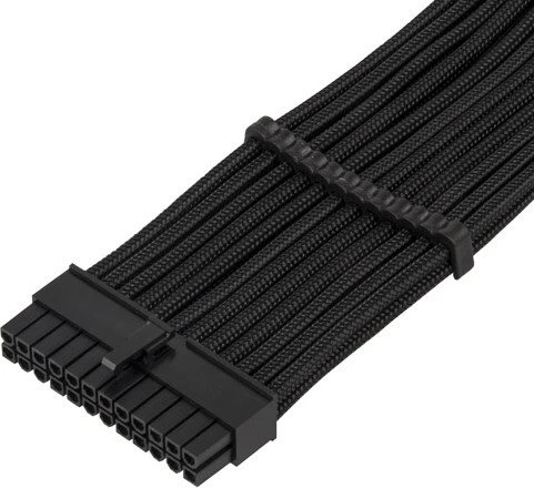 SilverStone PP07E Serie P07E-MBB, 24-Pin ATX Verlängerungskabel, 300mm, sleeved schwarz