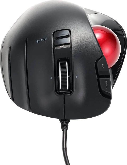 Elecom EX-G M-XT2URBK-G Wired Trackball schwarz/rote Kugel, Rechtshänder, USB-A