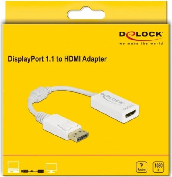 DeLOCK DisplayPort 1.1/HDMI Adapterkabel weiß, 0.15m