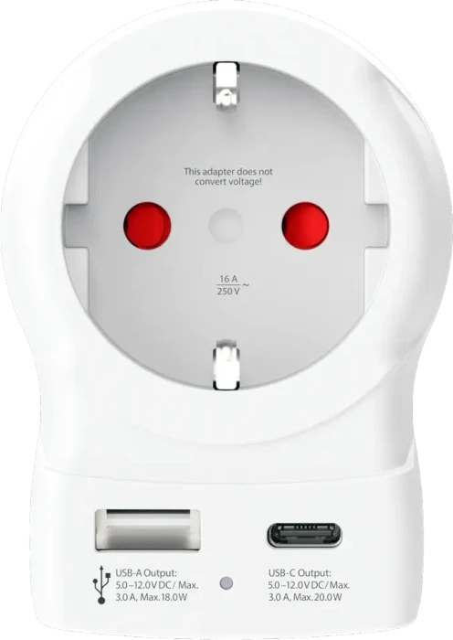 Skross Europe to USA USB AC20PD, 1x USB-A, 1x USB-C