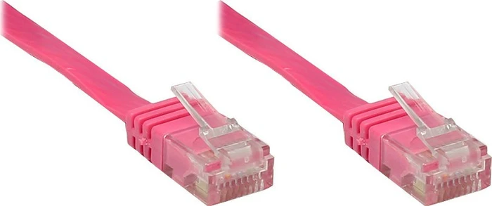 Good Connections Flach-Patchkabel, Cat6, U/UTP, RJ-45/RJ-45, 3m, rosa