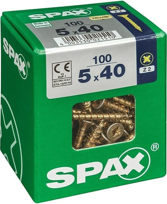 Spax YELLOX A2L 4CUT PZ2 Universalschraube, 5x40mm, 100 Stück