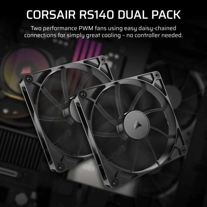 Corsair RS Series RS140, schwarz, 140mm, 2er-Pack