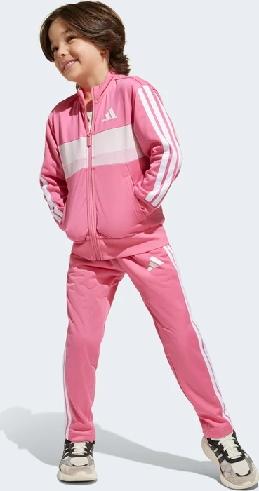 adidas Seasonal Essentials Tiberio 3-Streifen Tricot Trainingsanzug pink fusion/white/clear pink (Junior)