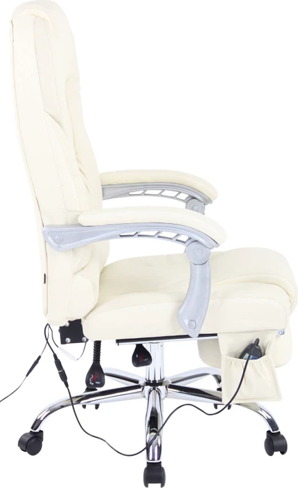 CLP Pacific Leder Bürostuhl mit Massagefunktion, creme