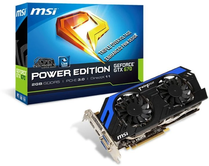 MSI GeForce GTX 670, N670-PE-2GD5 Power Edition, 2GB GDDR5, 2x DVI, HDMI, DP