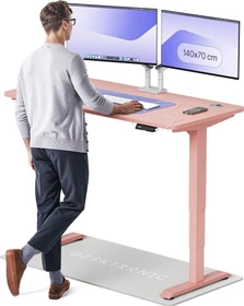 Desktronic HomePro Sitz-Steh-Schreibtisch 140x70cm rosa/rosa
