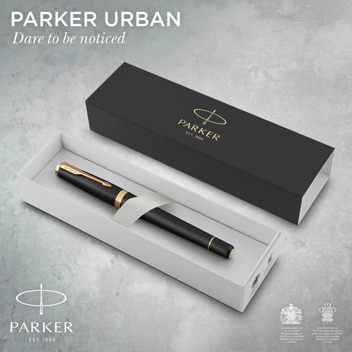 Parker Urban muted black/gold trim, rechte Hand, mittel, Geschenkbox