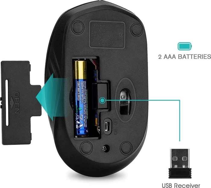 Riitek RM100+ Wireless Mouse schwarz, USB