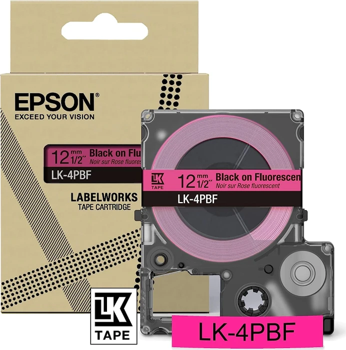 Epson LK-4PBF Beschriftungsband, 12mm, schwarz/fluoreszierend pink