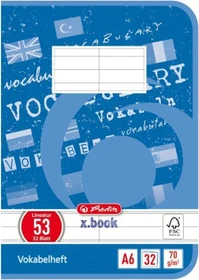 Herlitz Vokabelheft, A6, Lineatur 53 Vokabel, 32 Blatt