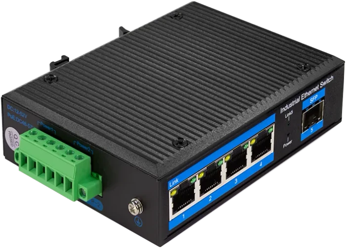 LogiLink NS200 Industrial Railmount Gigabit Switch, 4x RJ-45, 1x SFP