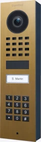 DoorBird D1101KV IP Video Türstation mit 1 Ruftaste, Keypad Modul, Edelstahl, Gold-Optik, gebürstet, Aufputz