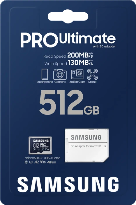 Samsung PRO Ultimate R200/W130 512GB Kit, UHS-I U3, A2, Class 10