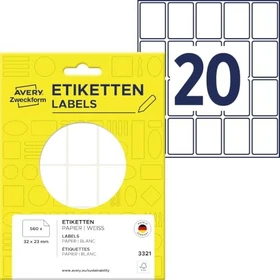 Avery-Zweckform Mini-Organisationsetiketten Sonderformat, 32x23mm, weiß, 28 Blatt (560 Etiketten)