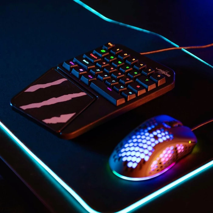 Hama uRage Exodus 410 One Handed Mobile Gaming Keyboard (PC/PS4/Xbox One), schwarz/grau, Gaote Outemu BLUE, USB-A