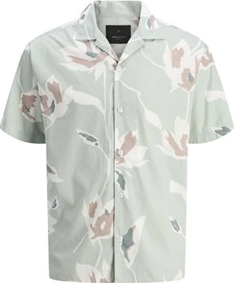 Jack & Jones Relaxed Fit Hemd kurzarm aqua gray (Herren)