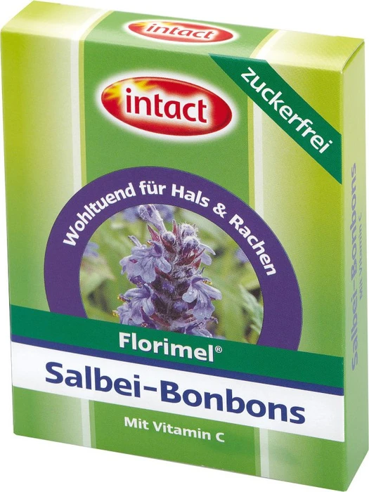 intact Florimel Salbei Bonbons mit Vitamin C zuckerfrei, 40g